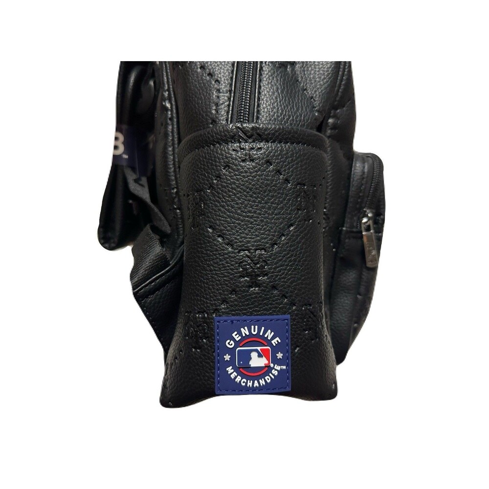 NEW Montana West MLB New York Mets Stamped Logo Mini Backpack Black PU Leather - Picture 5 of 10